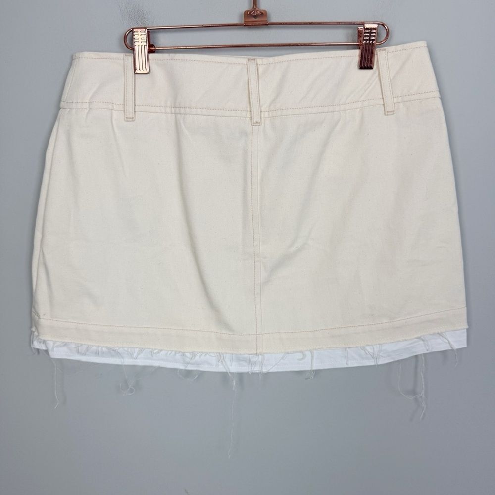 ZARA | NEW Cream & White Wrap Look Skirt Zip Slit Women’s Size Large - Picture 4 of 7